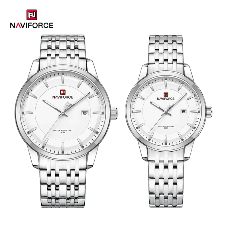 Naviforce Silver Couple Watch